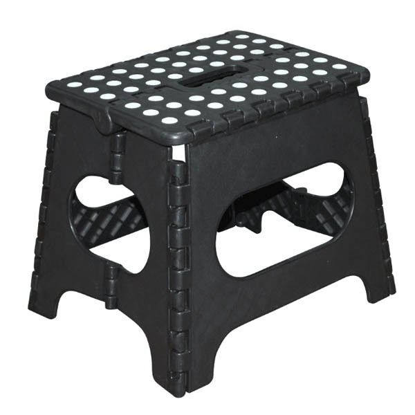 Jeronic 11 Inches Folding Stool for Adults and Kids, Black Kitchen Stools, Garden Stool, holds up to 200 LBS