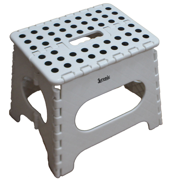 Jeronic 11 inches folding stool for adults and kids, White kitchen stools, garden stool, holds up to 200 lbs 